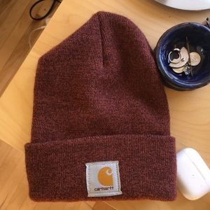 Red marked Carhartt beanie